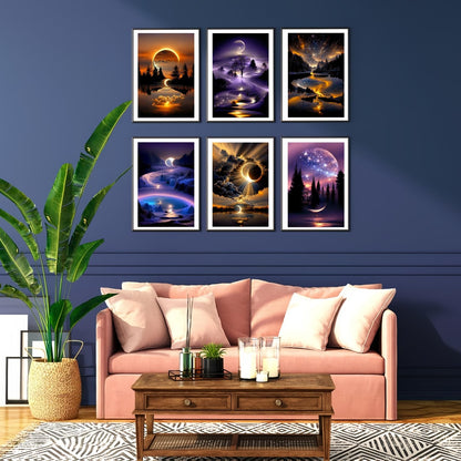 12 Pack Diamond Painting Kits for Adults, Moon Landscape 5D Diamond Art for Adult Beginners,Bulk DIY Full Drill Round Gem Paintings Dot Art Sets,Home Wall Decor 9.8x13.8 Inch