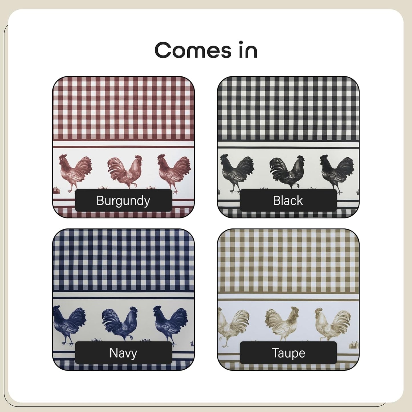 Light Filtering Printed Tier & Valance Window Curtain Set - 58 Inch Length, 24 Inch Width - Barnyard (Black), Machine