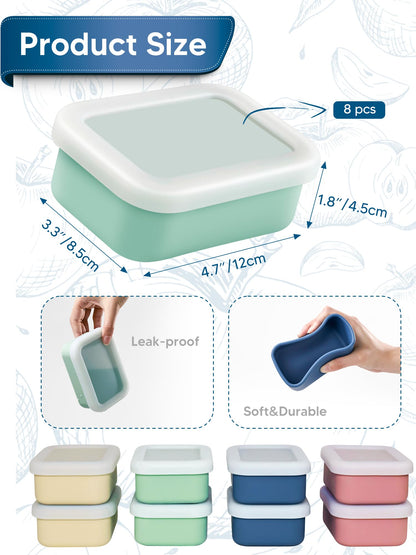 Duseu 8 PCS 1 Cup Silicone Freezer Molds with Lid, 8oz Silicone Soup Freezer Molds Meal Prep Containers Reusable Food Preserving Tray Ice Trays for Soups Sauces Stews
