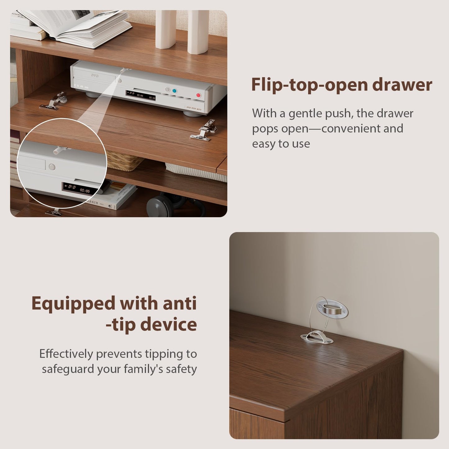 Mansfieler Wood tv Stand 65 Inch for Living Room,Morden Entertainment Center with Storage Cabinet, Console Table and Adjustable Shelvestv Stand Furniture Cable Clamps Bedroom.