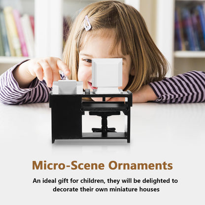 Garneck 1 Set Mini Office Desk Decor with Computer Model Miniature Office Furniture Dollhouse Accessories for Kids' Tiny House Craft