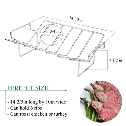 KAMaster V-Shaped Turkey Roasting Rack,Stainless Steel Rib Rack for Smoking and Grilling,Dual-Purpose Turkey Rack/Rib Rack for Big Green Egg,Kamado Grill Joe,Weber,Primo,Vision and etc.