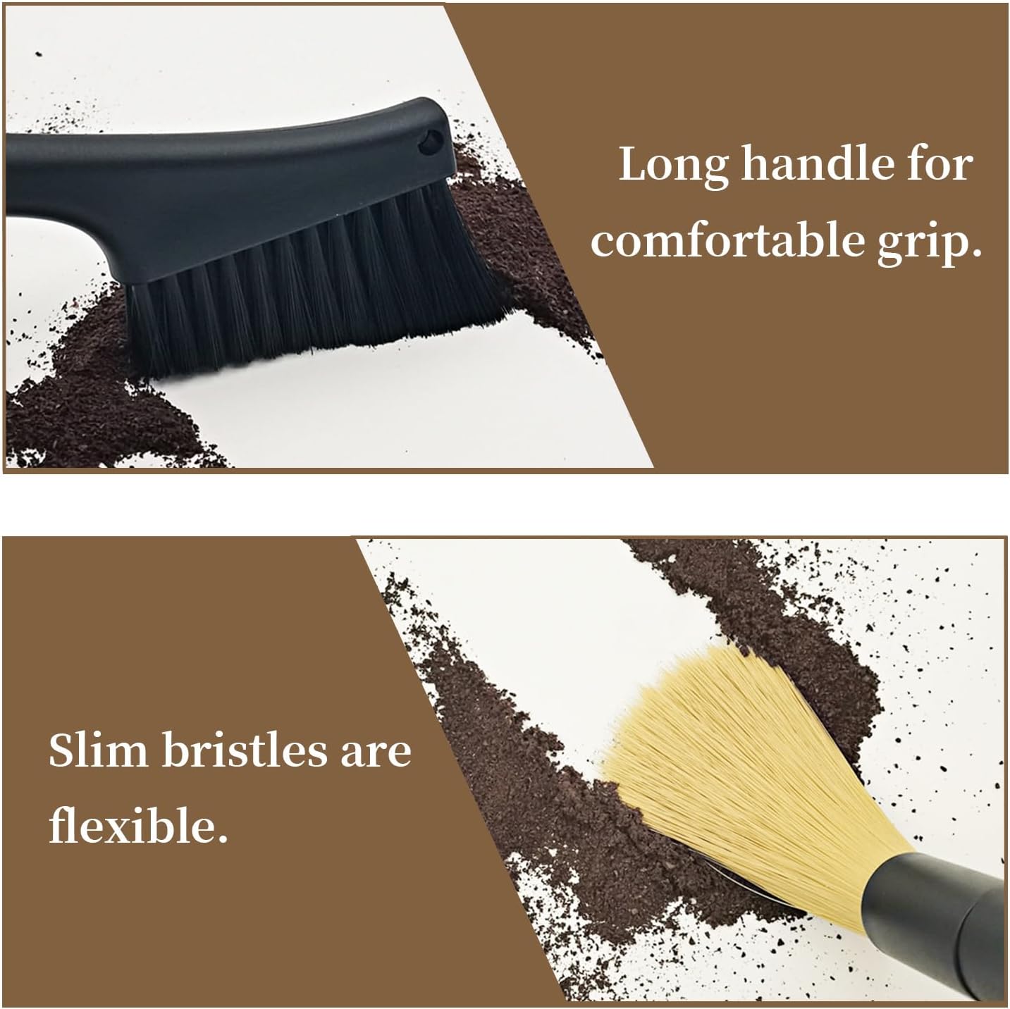 2 Pcs Coffee Grinder Brush and Hand Broom, Heavy Duty Wood Dusting Tools for Espresso Machine