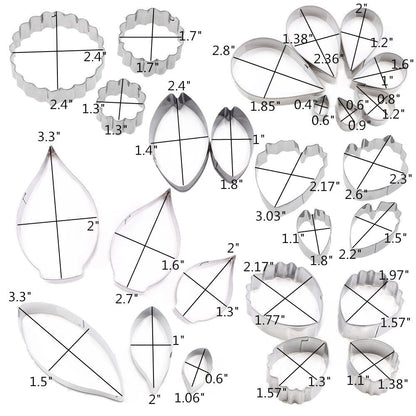26Pcs Stainless Steel Gum Paste Flower and Leaf Cutter Set Fondant Flower Cookie Cutter Sugarcraft Making Tool for Wedding,Birthday Cake Decorating
