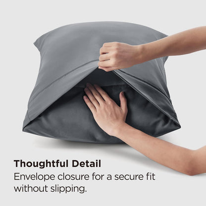 Bedsure Pillow Cases - Super Soft Dark Grey Brushed Microfiber Set of 2 | Standard Size 20x26 Inches