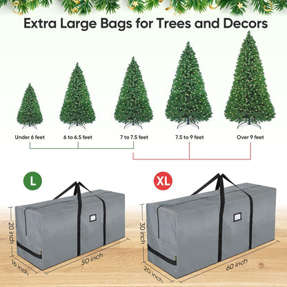 BALEINE Christmas Tree Storage Bag - Heavy Duty Extra Large with Reinforced Handles & Dual Zippers | Gray, 7.5 ft
