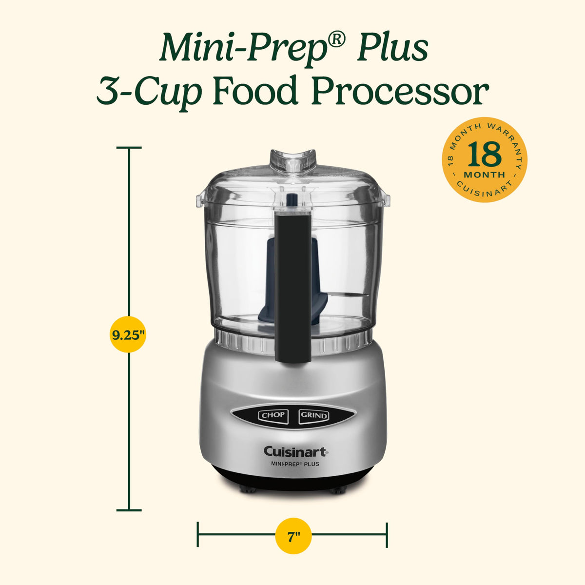 Cuisinart Mini-Prep Plus Food Processor, 24-Ounce Mini Food Processor to Chop Herbs, Vegetables, and Hard Cheese, 24-Ounce Work Bowl, Reversible Stainless Steel Blade, DLC-2ABC, Brushed Chrome