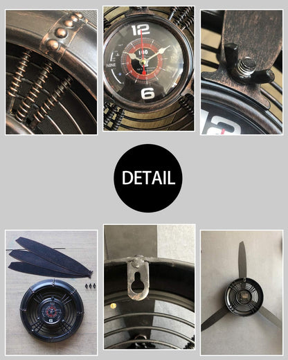 29.526.4 inches Metal Wall Decor Art Antique Airplane Propeller Aviation Wall Clock for Living Room Bedroom Rustic Wall