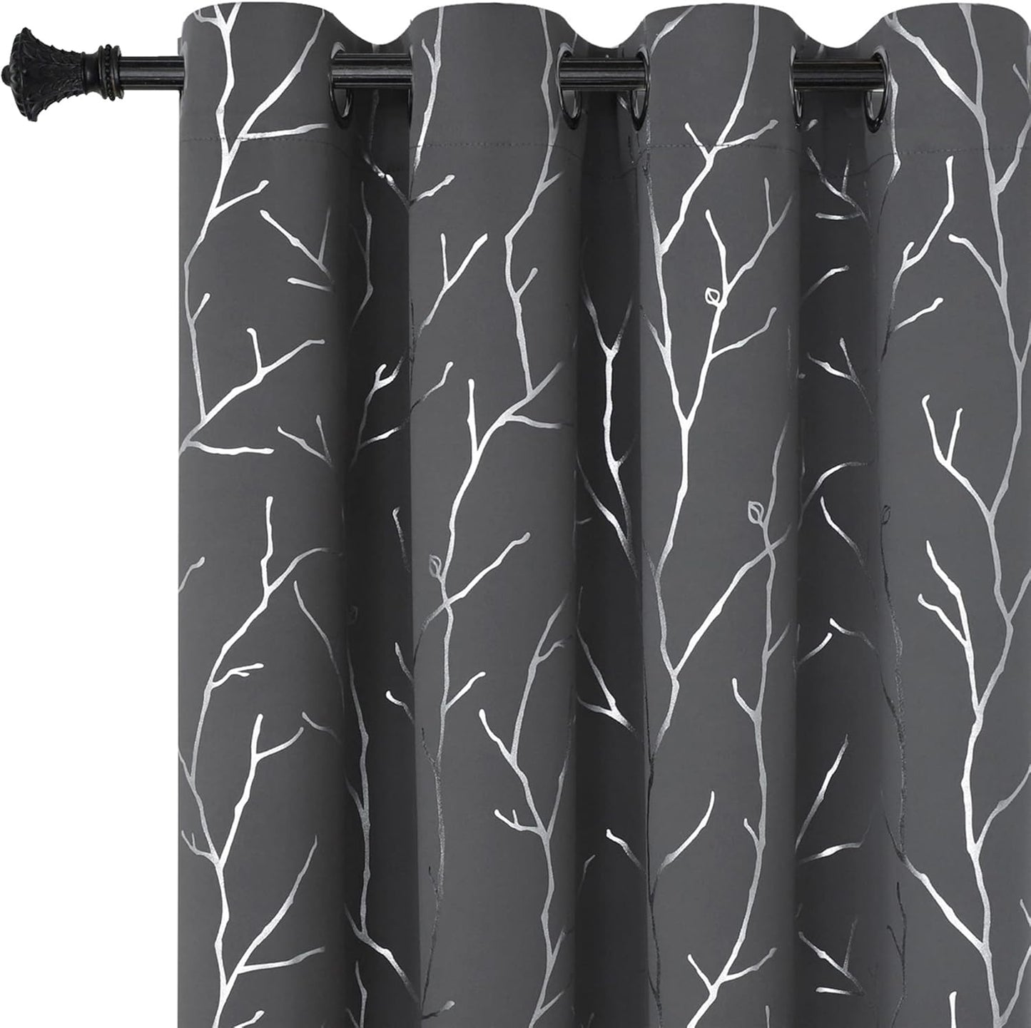 BUHUA Blackout Curtains for Bedroom, 63 Inch Length Thermal Insulated Grommet Top Curtains, 2 Panels, Dark Grey