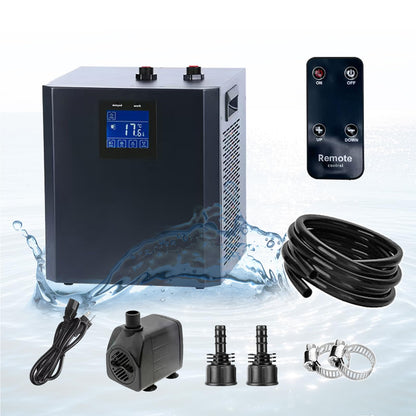YAKUST 79 Gallon Aquarium Chiller, Fish Tank Chiller,1/3 HP Active Aqua Chiller for Axolotl, Aquarium Cooler with LED Display, Pipe, Water Pump, Remote Control