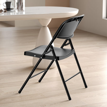 Nazhura 350 Weight Limit Heavy Duty Plastic Folding Chair with Reinfoced Steel Frame for Indoor and Outdoor, Wedding, Party, Restaurant, Meeting Room, Patio and Garden (10, Black)