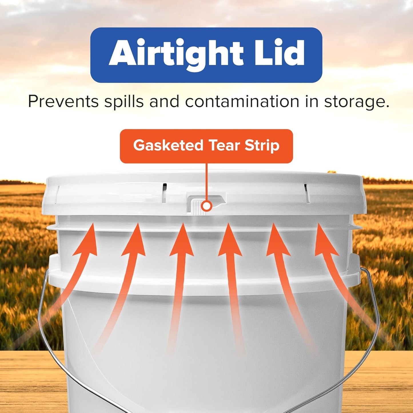 5 Gallon White Bucket & Lid - Durable 90 Mil All Purpose Pail, Food Grade, Made in The USA, 1 Pack