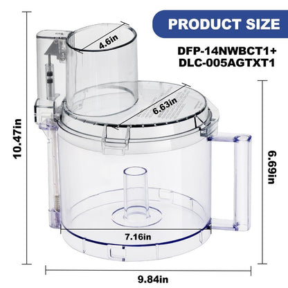 4 Locking Tabs DLC-005AGTXT1 Bowl and DFP-14NWBCT1X Cover 14-cup Food Processor Work Bowl Kits Fits Cuisinart DFP-14, DFP-14BCN, DFP-14BCNY Models