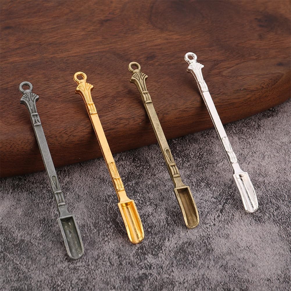 10 PCS Mini Spoon Shovel Alloy Tableware Charm, Tiny Shovel Spoon for Necklace DIY Craft Jewelry Making Keychain