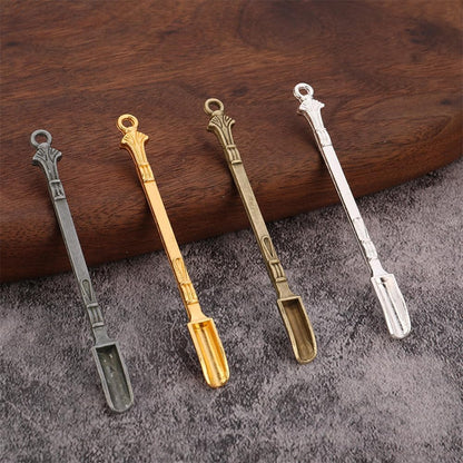 10 PCS Mini Spoon Shovel Alloy Tableware Charm, Tiny Shovel Spoon for Necklace DIY Craft Jewelry Making Keychain