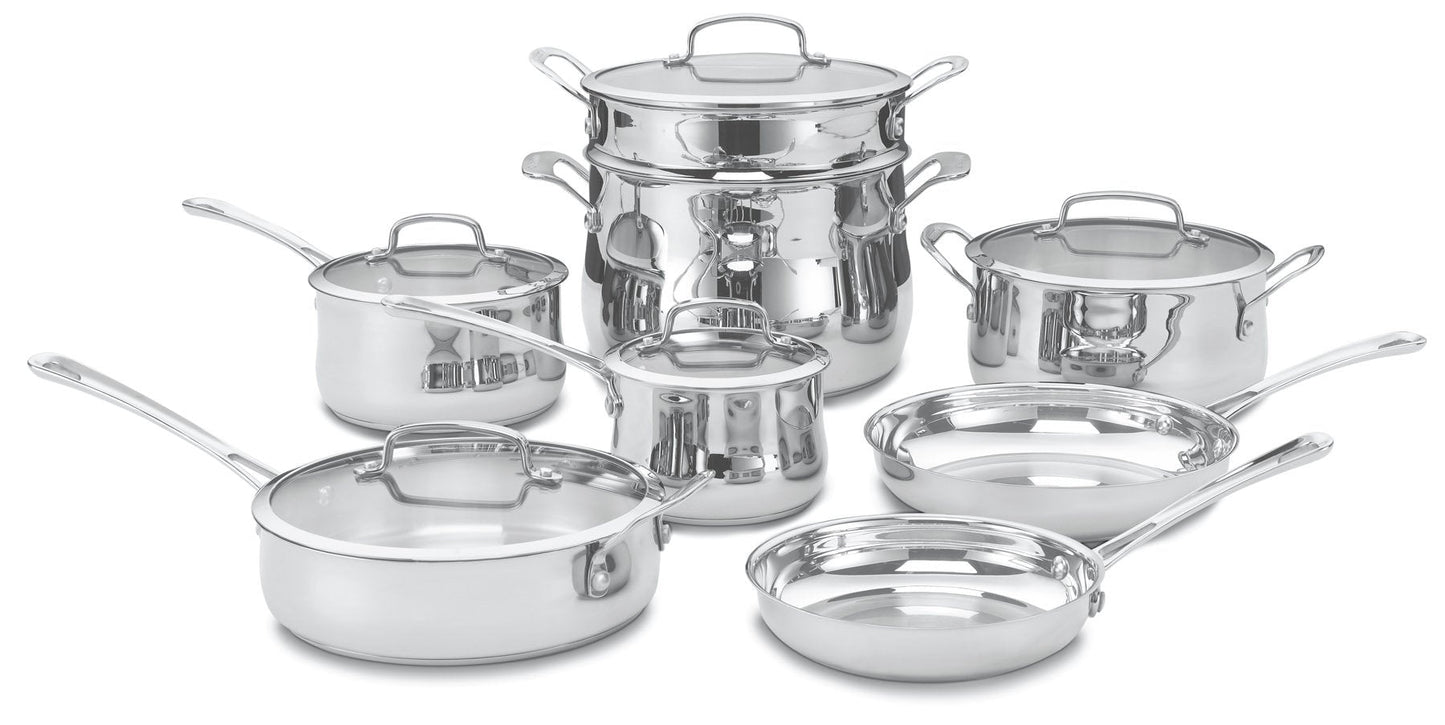 Cuisinart Contour Stainless 13-Piece Cookware Set with 12-Quart Stockpot Bundle