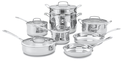 Cuisinart Contour Stainless 13-Piece Cookware Set with 12-Quart Stockpot Bundle