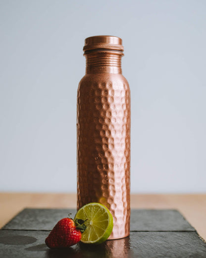 Kosdeg Copper Water Bottle - 34 Oz Extra Large - A Hammered Ayurvedic Pure Copper Vessel For Drinking - Drink More Water, Lower Your Sugar Intake And Enjoy The Health Benefits Immediately
