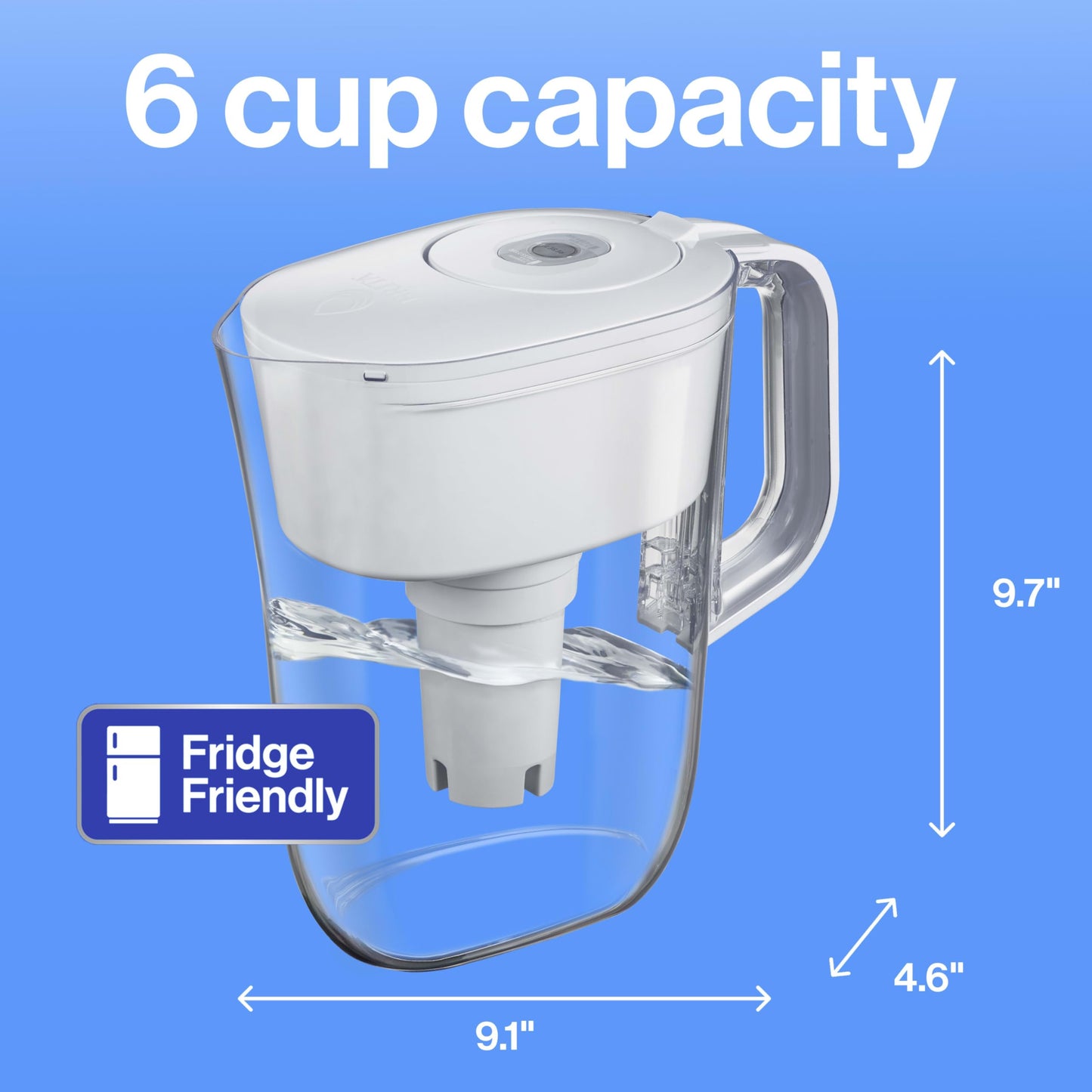Brita Small 6 Cup Denali Water Filter Pitcher with 1 Brita Standard Filter, Made Without BPA, Bright White
