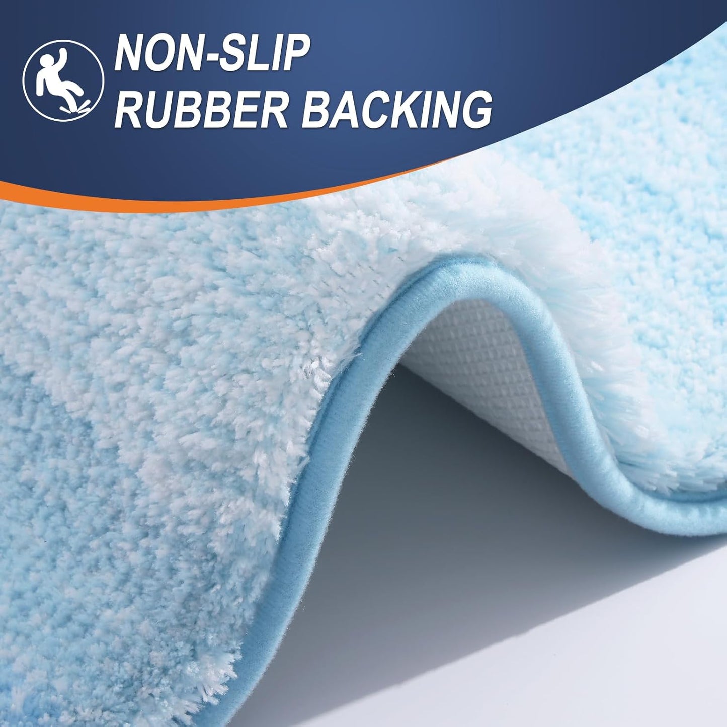 OLANLY Large Bathroom Rugs - Extra Soft Microfiber Mat 50x30 | Quick Dry & Machine Washable, Sky Blue