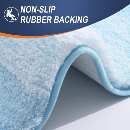 OLANLY Bathroom Runner Rug - Extra Soft Microfiber Mat with Rubber Backing | Quick Dry, Washable, 47x20, Sky Blue