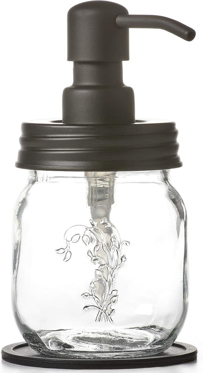 12oz 12oz) Mason Jar Black Soap and/or Lotion Dispenser for Hand Sanitizer; Petite, Cute and Compact Liquid Soap