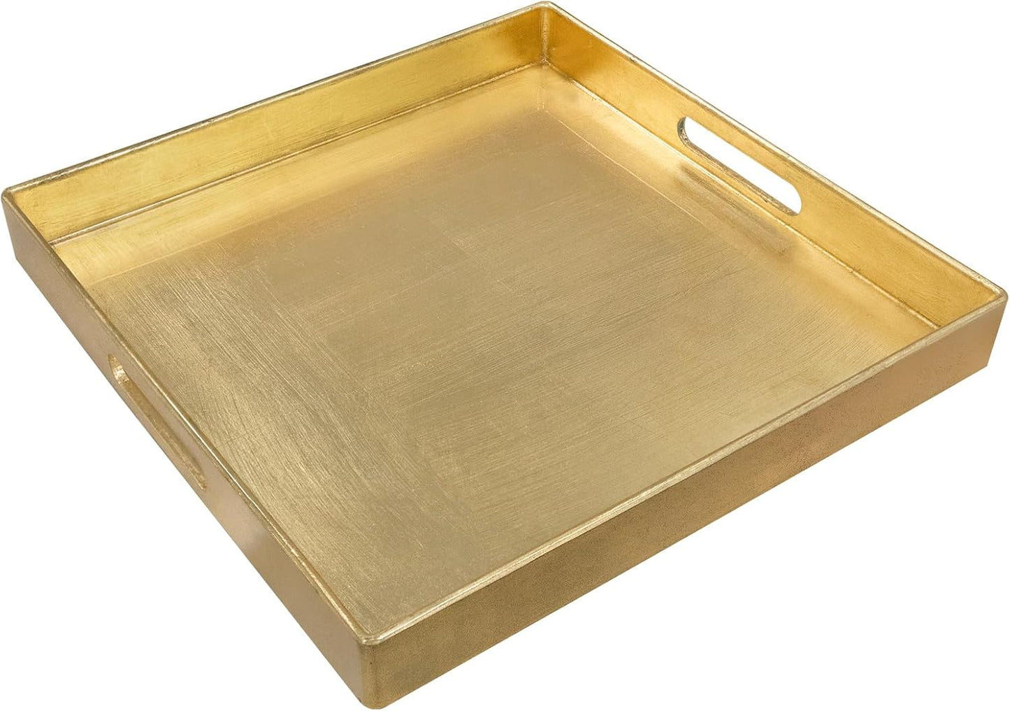13" 13" 1.6" MAONAME Gold Decorative Tray with Handles, Foil Serving Tray for Ottoman, Square Coffee Table Trays