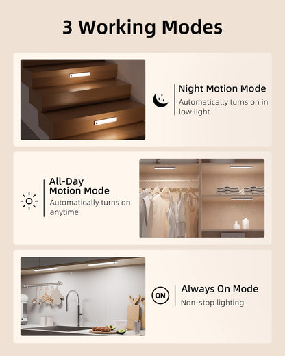 EZVALO 3-Pack Under Cabinet Lighting with Charging Station, 2000mAh Rechargeable Wireless Motion Sensor Lights, 3 Color Temps, Dimmable, Timer, Magnetic, with Remote Control for Kitchen, Closet
