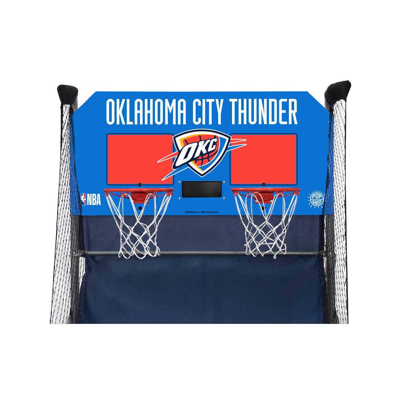Pop-A-Shot - Home Dual Shot with Oklahoma City Thunder NBA Graphics l Sensor Scoring l 16 Game Modes l 7 Balls l Foldable Storage l for All NBA Fans