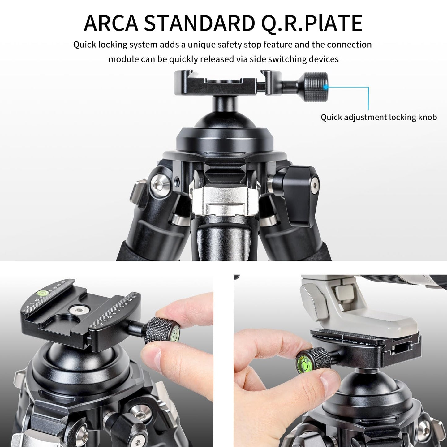 INNOREL P324C 65.6" Carbon Fiber Tripod for Hunting, 360° Rotating Ball Head(1.7"),with Arca Swiss Dovetail Mount,55lb/25kg Load, 32mm Tube Stable Tripod for Photography and Outdoors