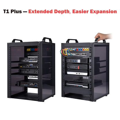 GeeekPi 8U Server Rack Cabinet, DeskPi RackMate T1 Plus,10 inch Network Rack for Servers, Network, A/V Equipment, 10.23inch/260mm Depth (Black)