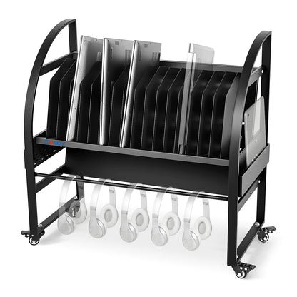 CXRCY 18-Device Mobile Open School Charging Cart Station for Ipads, Chromebooks | Open Design with Dividers| Portable Charging Stand| Devices up to 14" | for Schools, Offices, Training institutions