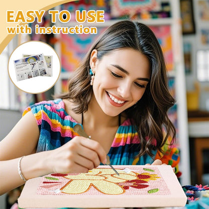 DOODLREAM Victory Gesture Needle Kit for Beginner, 9.4"x 9.4" Peace Hand Gesture Punch Stitching Craft Set, DIY Embroidery Starter with Printed Frame, Instruction, Threader, Yarn, Pinch Needle