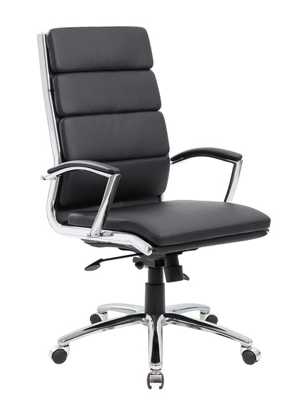 Boss Office Products CaressoftPlus Executive Chair, Traditional, Metal Chrome Finish (B9471-BK)