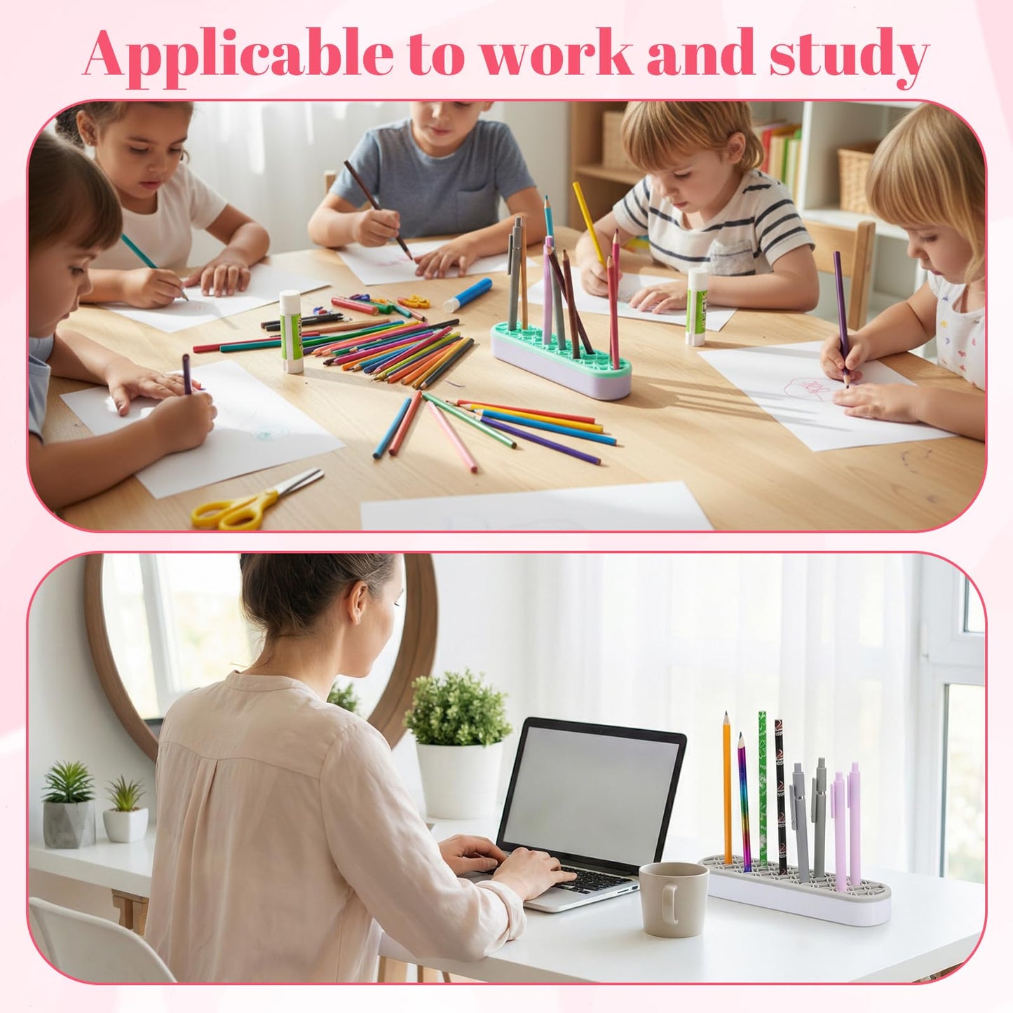 MAQUITA 4 Pack Silicone Makeup Brush Holder, Desktop Cosmetic Organizer Pen Holder, Sewing Tool Holders Beauty Tool Organizer Stand for Brush, Scissors, Toothbrush
