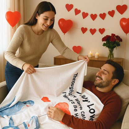 Hahafelt Valentine's Day Gifts for Him/her, Shark Blanket Valentines Gift for Boyfriend/Girlfriend 60"x50", Husband Wife Birthday Blanket, Wedding for Men/Women, I Love You Gift