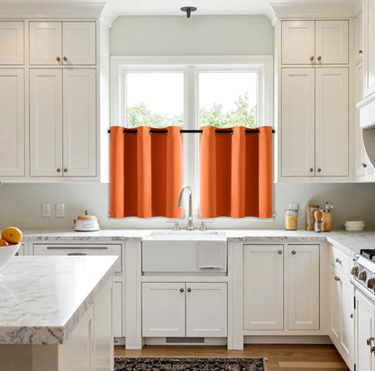 MIULEE Short Orange Blackout Curtains - Thermal Insulated Privacy Drapes for Kitchen & Bedroom | 40 x 36 Inch, 2 Panels