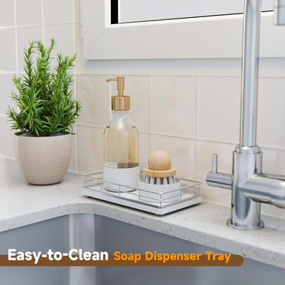 Oak Bathroom Trays for Counter, 7" L Small Wooden Vanity Tray for Perfume, Hand Soap, and Mouthwash Dispenser