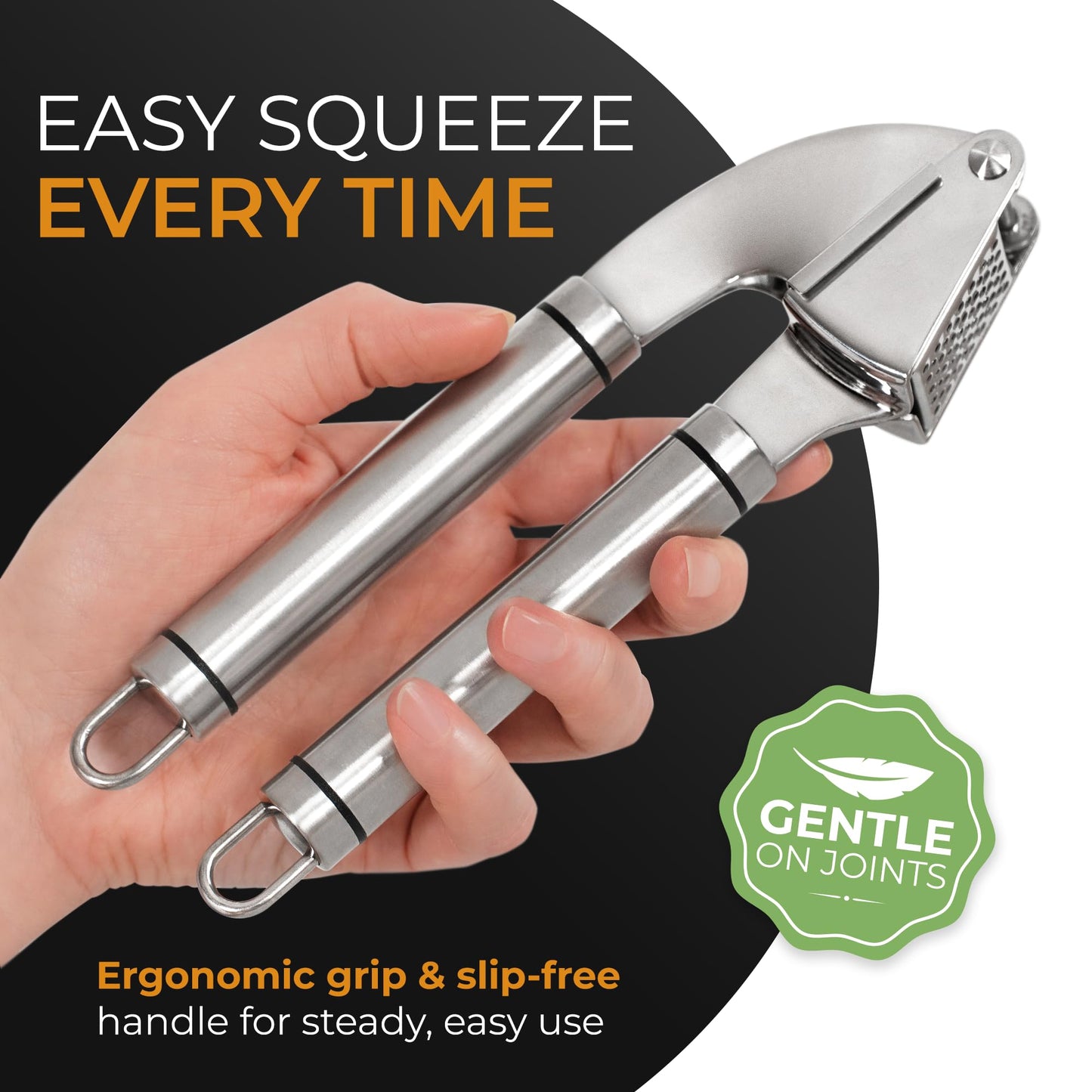 ORBLUE Garlic Press Stainless Steel - Premium Professional Grade Garlic Mincer, Crusher & Peeler Set - Easy Clean, Dishwasher Safe & Rust-proof