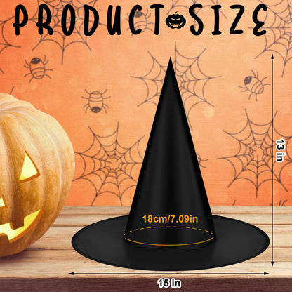 Jetec Halloween Witch Broom Hat Set Black Hat with 39.4 Inch Broom Realistic Wizard Witch for Halloween Party Cosplay Props Costume Accessories