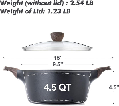 SENSARTE Nonstick Frying Pan Skillet with Lid - PFOA Free 8-Inch & 4.5QT Stock Pot | Induction Compatible