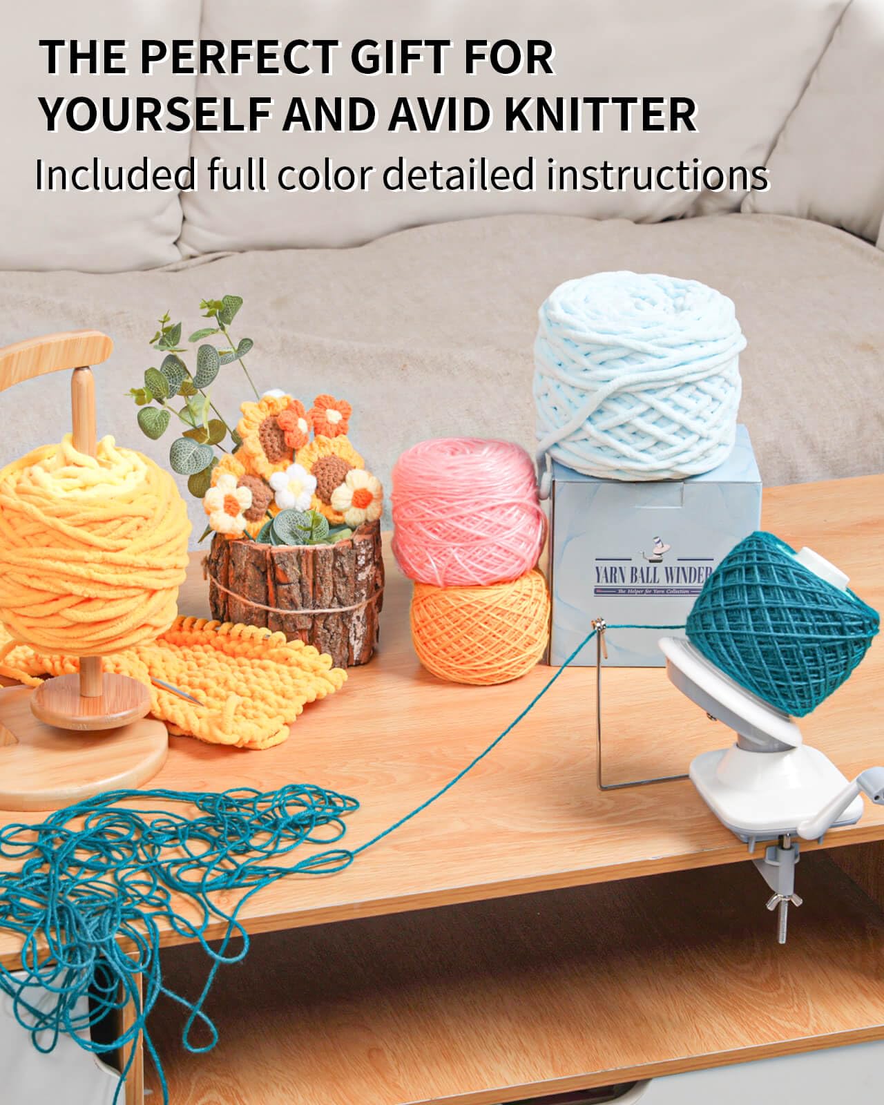 SPEENSUN Yarn Winder, 3.5 OZ Easy-to-Install and Efficiently Yarn Spinner with Lower Noise, Robust ABS Material Ball Winder for Crochet and Knitting Lover for Yarns Below Size 5
