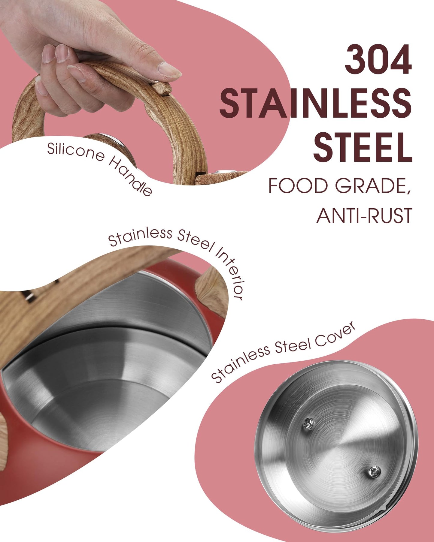 Hauce Radio Tea Kettle for Stovetop, 2.1 Quart Loud Whistle Stovetop Teapots,Food Grade Stainless Steel Tea kettles for Stove Top with Anti-hot Ergonomic Handle,Suitable for All Heat Sources