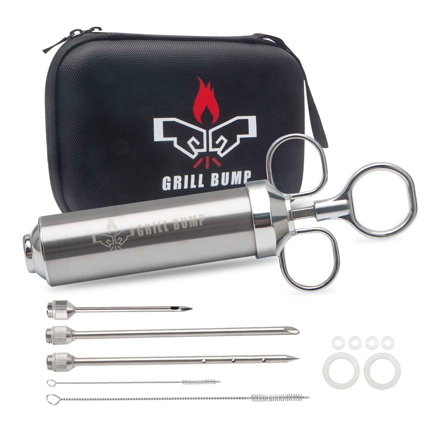 Grill Bump Meat Injector Syringe Kit for Smoker with 3 Flavor Food Injector Syringe Meat Needles, Injection Marinades Brine for Meat, Turkey; 2-oz, Including Paper and E-Book (PDF) User Manual