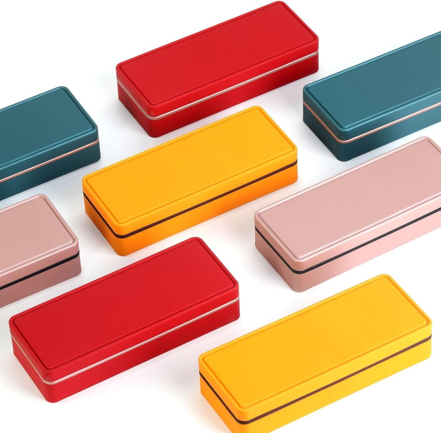 HAN SHENG 6 Pcs Multicolor Rectangle Tea Tins - Food Storage Containers for Tea, Coffee, Herb, Candy, Sugar