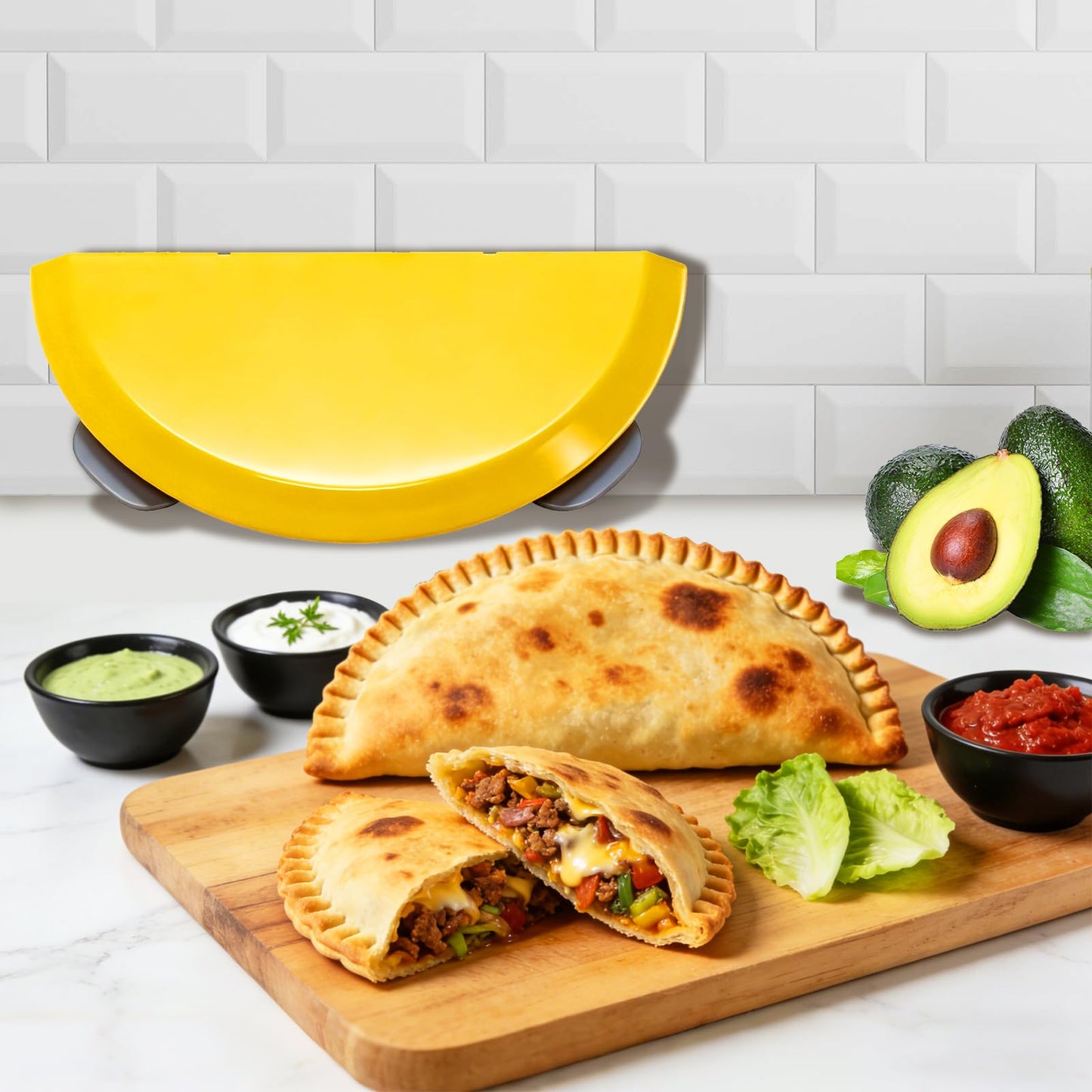 Adjustable 4 In 1 Empanada Maker Press - 4/6/8/10 Inch Large Tortilla Sealer with Steel Cutting Blade,Leak Proof Wave Tooth Design for Wraps,Burritos,Tortilla,Pasties,Pierogi,Pastelitos,Dumplings