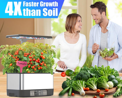 Hydroponics Growing System Indoor Garden, Smart Indoor Herb Garden with Grow Light, In door Gardening System 8 Pods, APP & WiFi Control, Auto Timer, Quiet Pump, Stainless, Gift for Women Mom, Gray