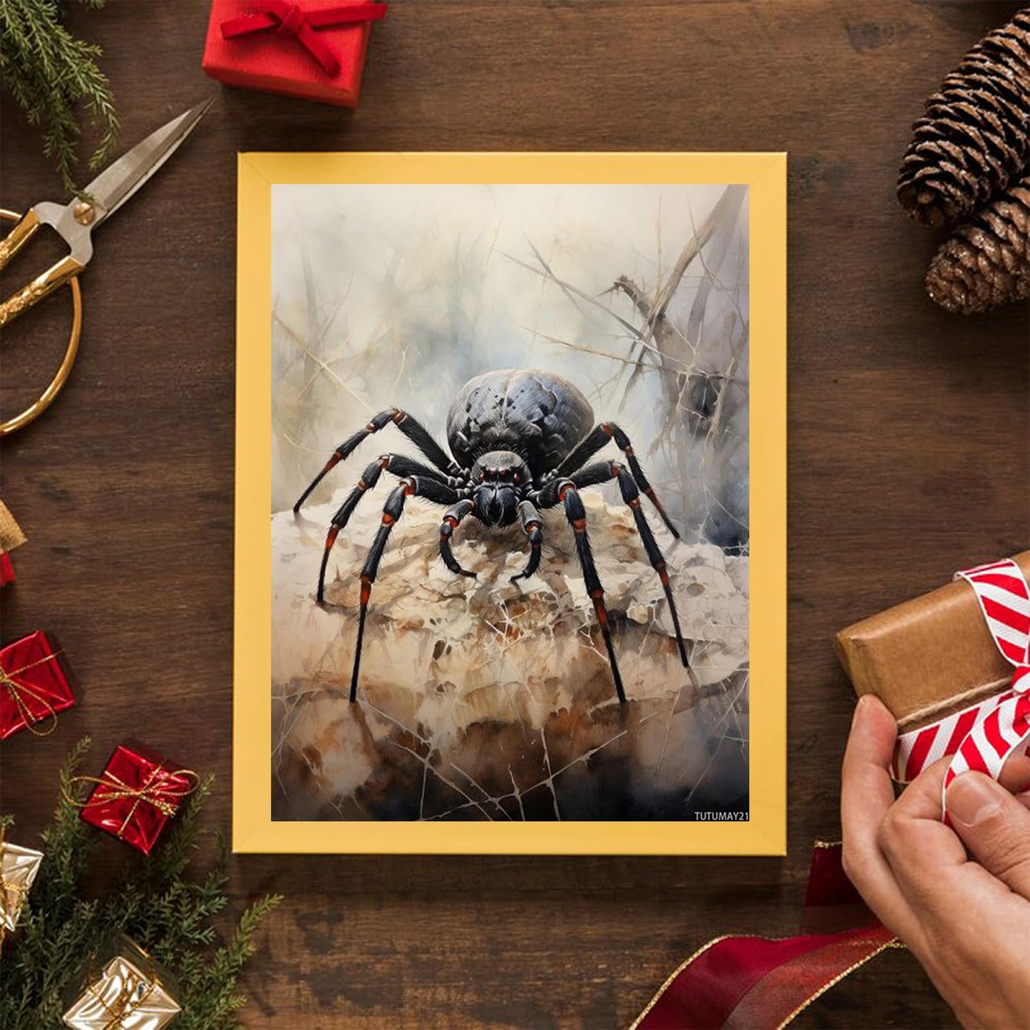 TUTUMAY21 Spider 5D Diamond Art Painting Kit with Round Full Diamond Art for Beginners Cross Stitch Gem Wall Art Home Decor 30x40cm