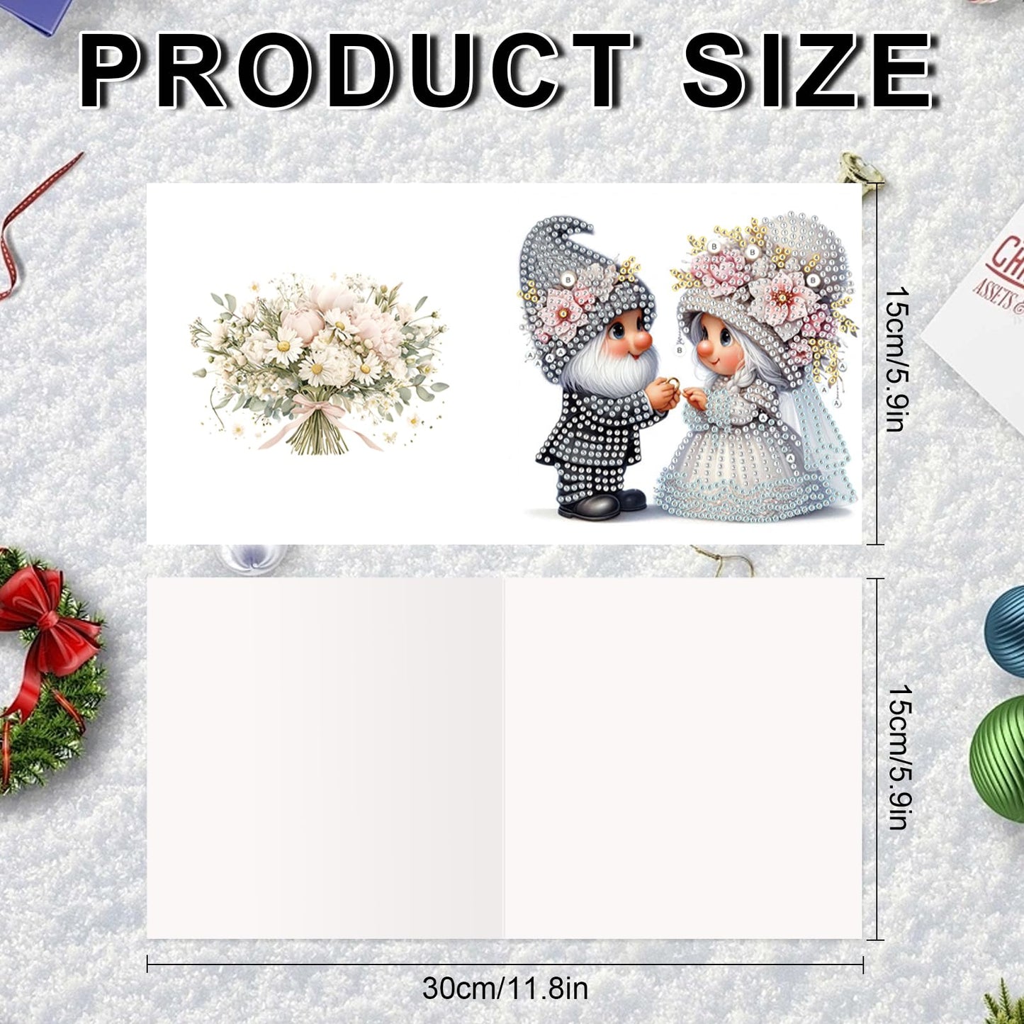 JZHYOAN 6Pcs Diamond Painting Cards for Marry Diamond Art Card with Envelopes Double -Person Wedding Greeting Cards Crystal Arts Craft Handmade Gem Art Gem Painting Mosaic Kit for Adults