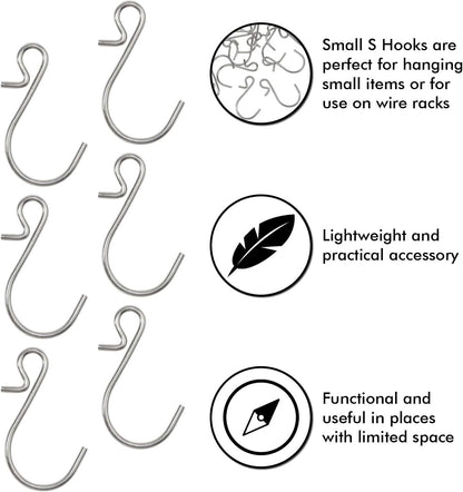 Millennial Essentials 35pcs Small S Hooks, Metal S Shaped Wire Hook Hangers for DIY Crafts, Jewelry, Key Chains